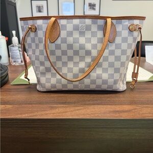 Louis Vuitton Damier Azur Canvas Neverfull PM with Tan Trim